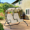 Outsunny 2-seat Patio Swing Chair W/ Removable Canopy & Cup Holders, Beige