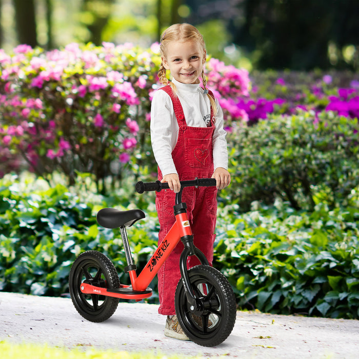 Qaba 12\" Kids Balance Bike No Pedal Bicycle Adjustable Seat And Handlebar Training Toddler Bike 3 - 5 Years Red