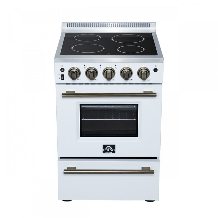 Forno Loiano 24 Inch Freestanding Electric Range in White, 2.3 cu.ft. with Storage Drawer - FFSEL6099-24WHT