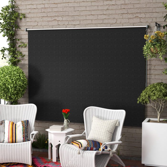 Outsunny Outdoor Roller Shade, 8' X 6' Patio Door Blinds, Black