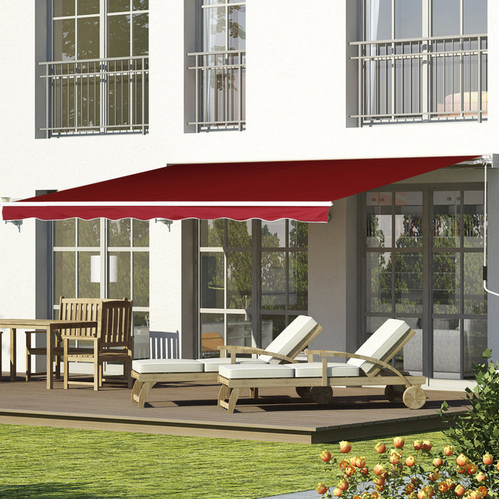 8'x7' Manual Retractable Sun Shade Patio Awning Canopy Shelter, Wine Red
