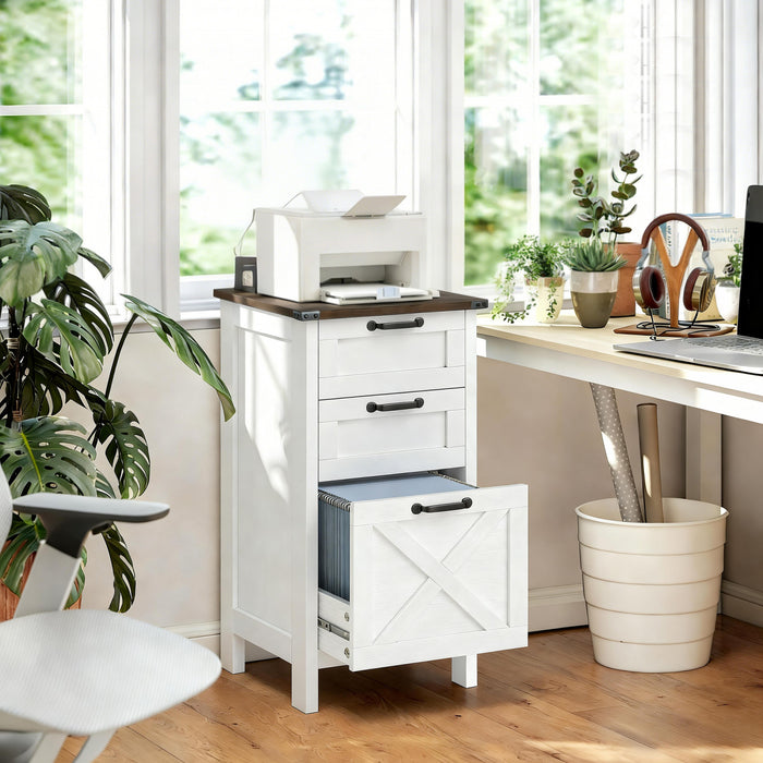 HOMCOM 3 Drawer File Cabinet Filing Cabinet for A4 Letter Size White