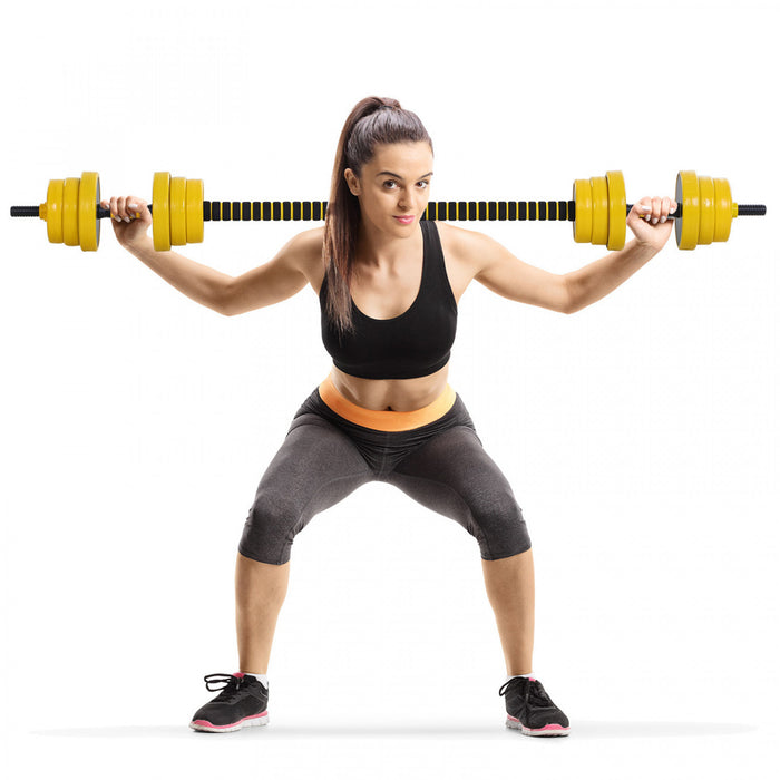 Soozier 44lbs Dumbbell & Barbell Adjustable Ergonomic Set Home Gym Exercise
