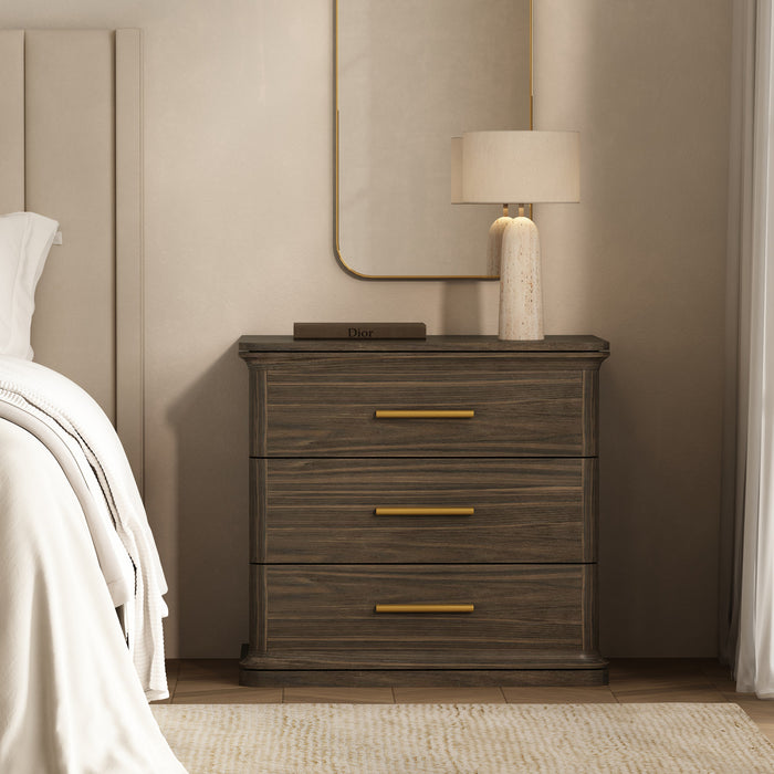 Clifford Traditional Nightstand in Walnut (3-Drawer)