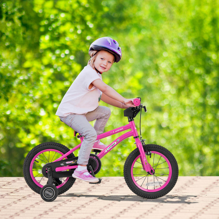 Costway 14-inch Kid's Bike For 3-5 Years Old With Adjustable Saddle & Anti-slip Handlebar Pink