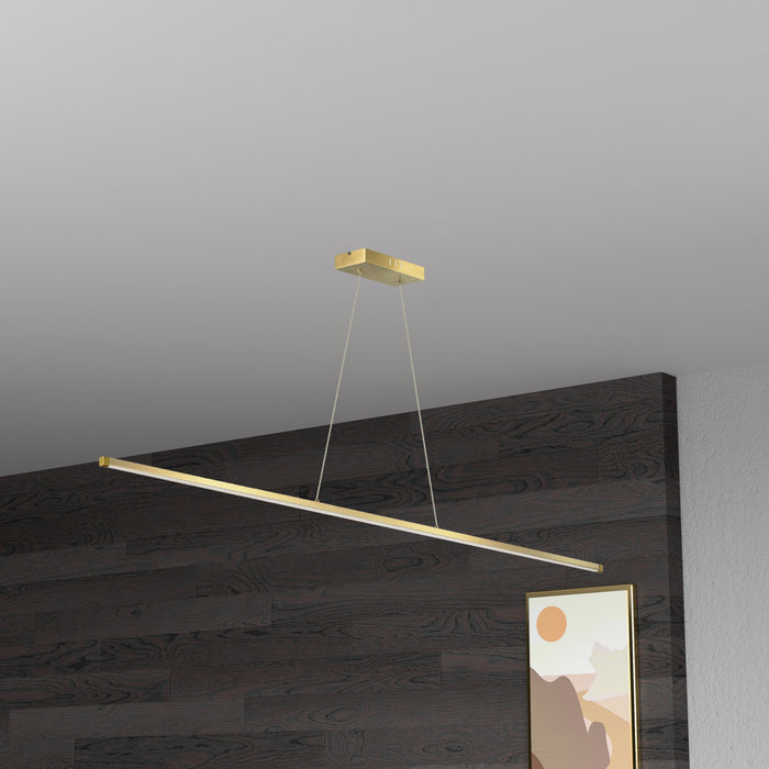 Dainolite Array LED Horizontal Pendant 30w 48\" Aged Brass Finish White Acrylic Diffuser Lamp