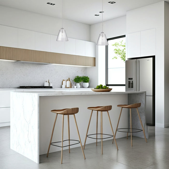 Dainolite Polly 1 Light Pendant Large Polished Chrome Clear Glass Lamp