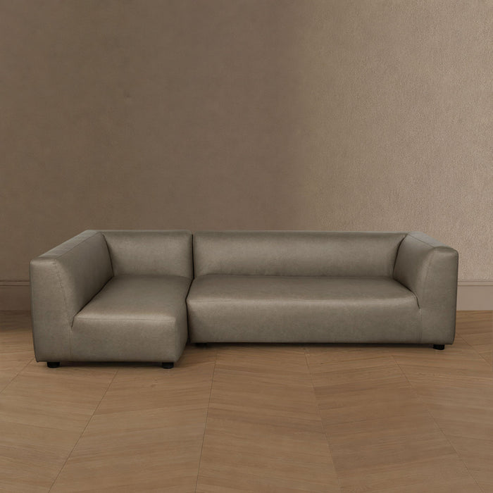 Lukas Contemporary Modern 118\" Left-Facing 2-Piece Sectional Sofa in Taupe