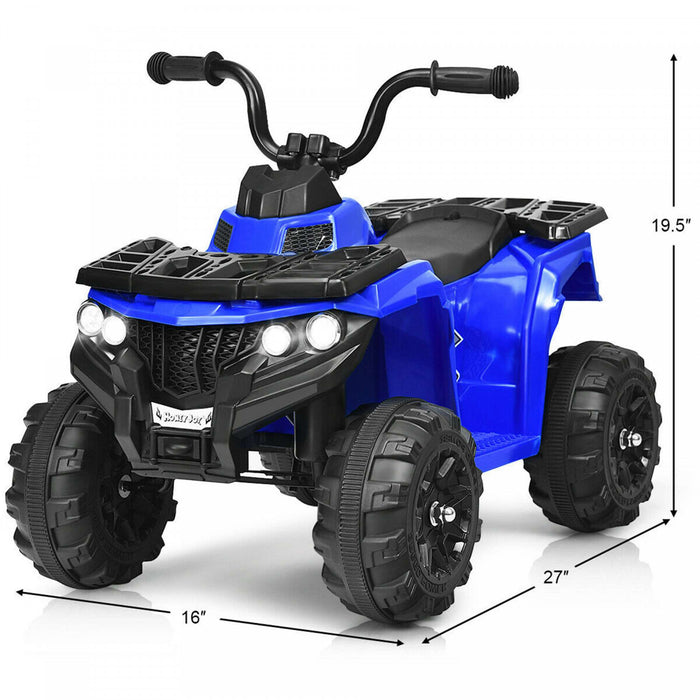 6v Battery Powered Kids Ride On Atv 4-wheeler Quad W/ Mp3 & Led Headlight Blue