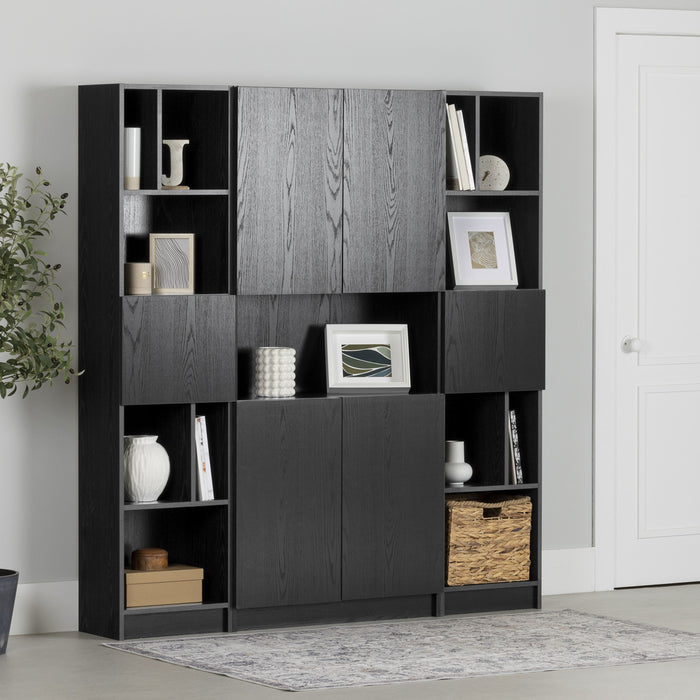 Liora Set Of Bookcase And 2 Narrow 5-shelf Bookcases - Black Oak 