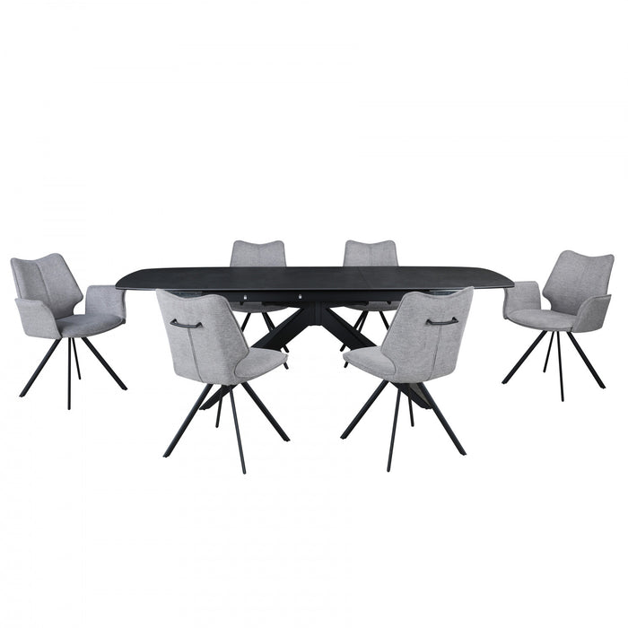 Bram 7-Piece Extendable Dining Table Set (71-94 in. W) with Upholstered Chairs (Seats 6)