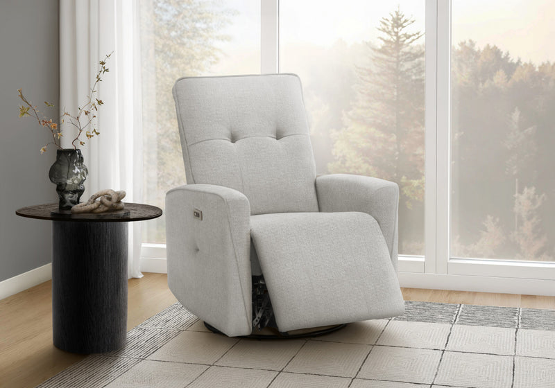 MONARCH SPECIALTIES 30\" WIDE UPHOLSTERED RECLINING CHAIR, USB PORTS INCLUDED, LIGHT GREY FABRIC, CONTEMPORARY Recliner
