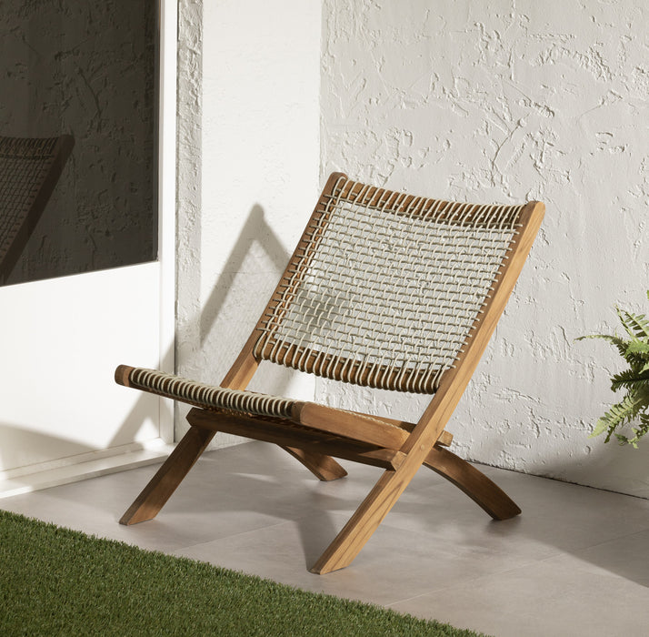 Agave Wood Woven Rope Lounge Chair – Beige/Natural