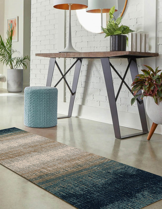 Sable Contemporary 2'2\" x 7'7\" Runner Rug in Blue Indoor Area Rug