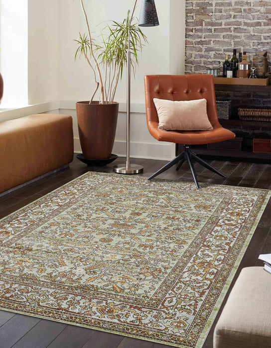 Hailey Traditional 7'10\" x 10'6\" Area Rug in Green Indoor Area Rug