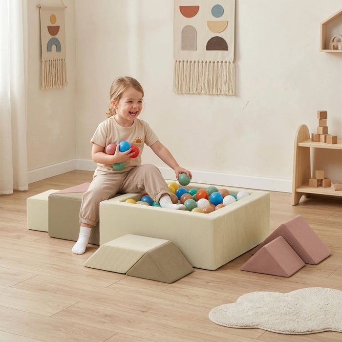 Qaba Toddlers Climbing Toys, 9-Piece Foam Climbing Blocks with Tangram Play, Removable Washable Covers, Indoor Soft Play Set for Crawling or Ball Pit Play