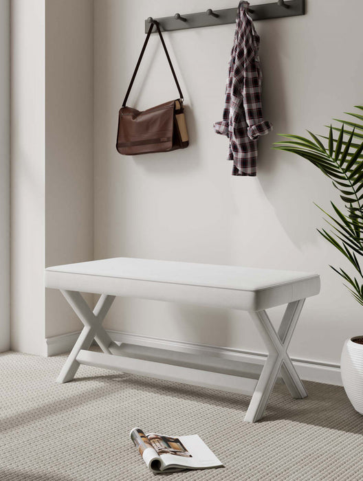 Abigail Mid-Century Modern Upholstered Velvet Accent Bench in Cream