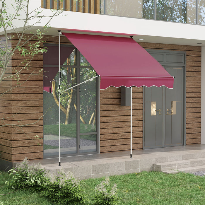 Outsunny 6.6'x5' Manual Retractable Patio Awning Window Door Sun Shade Deck Canopy Shelter Water Resistant Uv Protector Wine Red