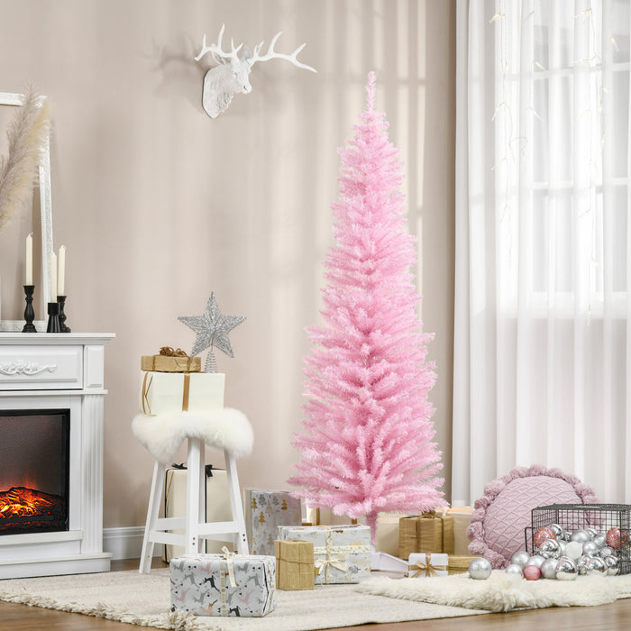 Homcom 6ft Pencil Slim Artificial Christmas Tree With 390 Realistic Branches