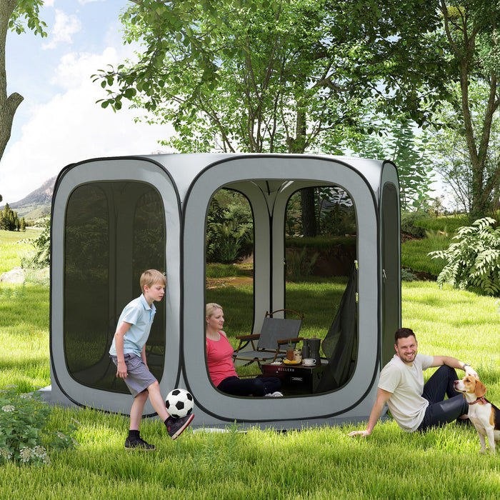 Outsunny 11ft Pop Up Screen Tent, Upf50+ Camping Gazebo With Carry Bag