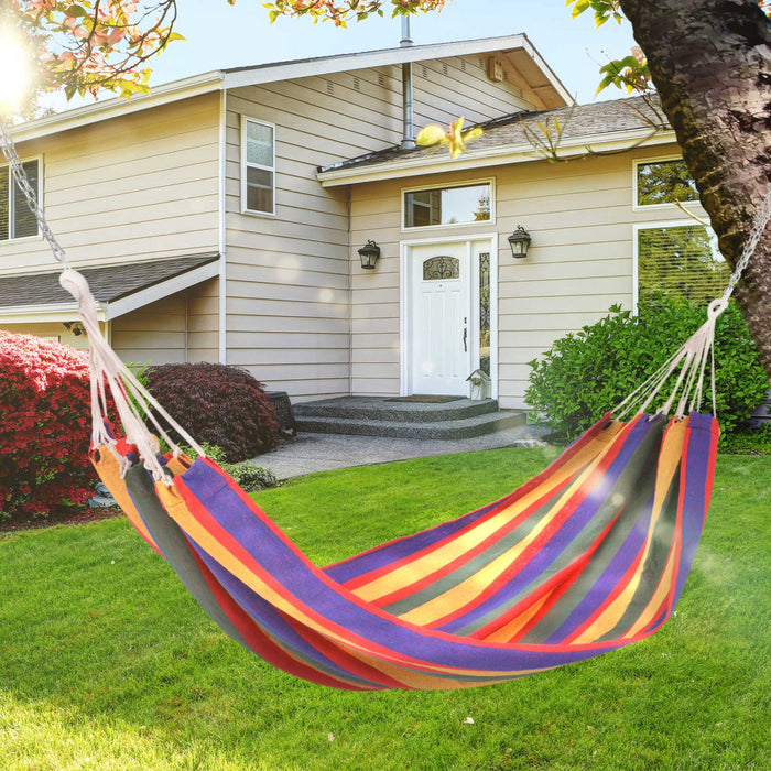 Outsunny 79\"x40\" Outdoor Hammock Bed Swing Chair, Patio Lounge Garden Camping Hiking Travel Hammock Only For Backyard, Garden, Mixed-red