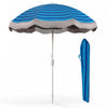 Goplus 6.5 FT Outdoor Fringe Patio Umbrella with Carrying Bag Push Button Tilt for Garden Navy