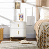 HOMCOM Nightstand, Bedside Table, Side End Table w/ 2 Drawers, Metal Legs
