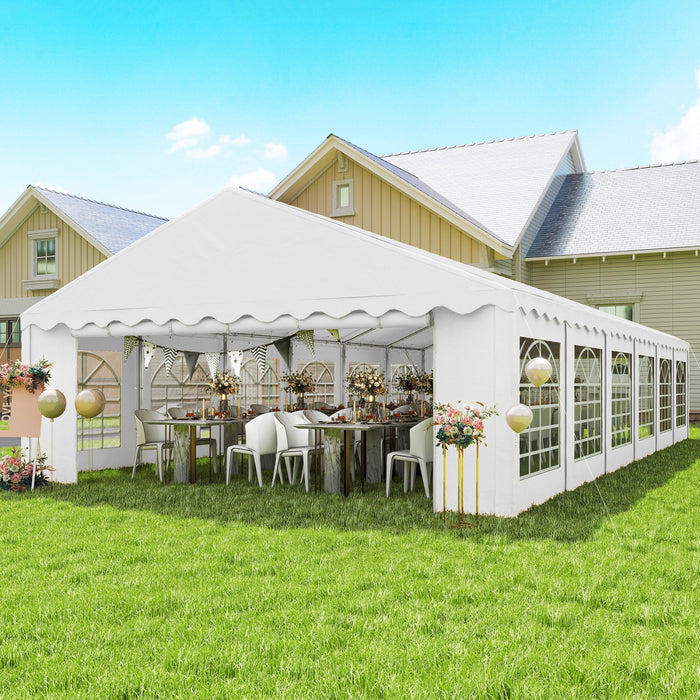 Outsunny 20' x 40' Large Party Tent with Removable Window Sidewalls, White