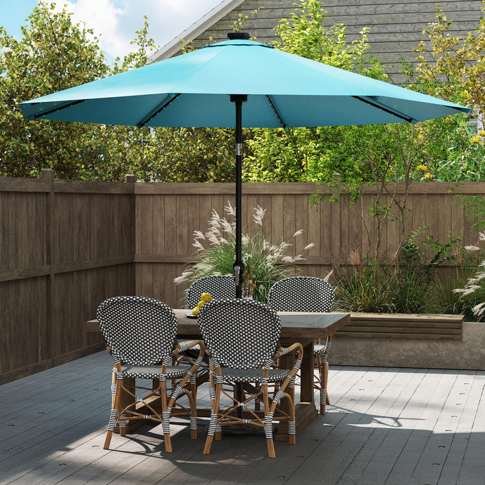 Costway 10 FT Solar Patio Umbrella with 96 LED Lights 35° Adjustable Tilt Vented Top Turquoise