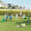 Qaba 5-in-1 Swing Sets for Backyard, 770lbs Capacity Metal Outdoor Playset with A-Frame, Slide, Saucer Swing, Belt Swing, Glider and Standing Swing, Adjustable Height, Multicolour