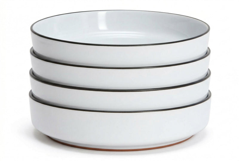 Cena Home Bistro Dinner Bowls, Set of 4, 7.8-inch Stoneware Pasta and Salad Bowls