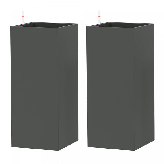 Outsunny 2 Pack Plastic Planter, 11 Inch Outdoor Planters, Dark Grey