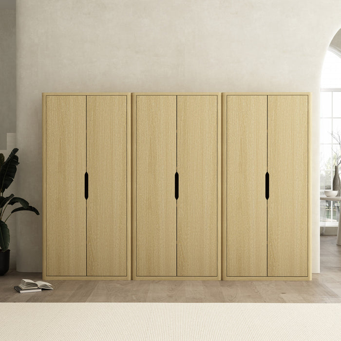Rivington Modern 38\" Bookcase Cabinet in Natural Oak - Set of 3