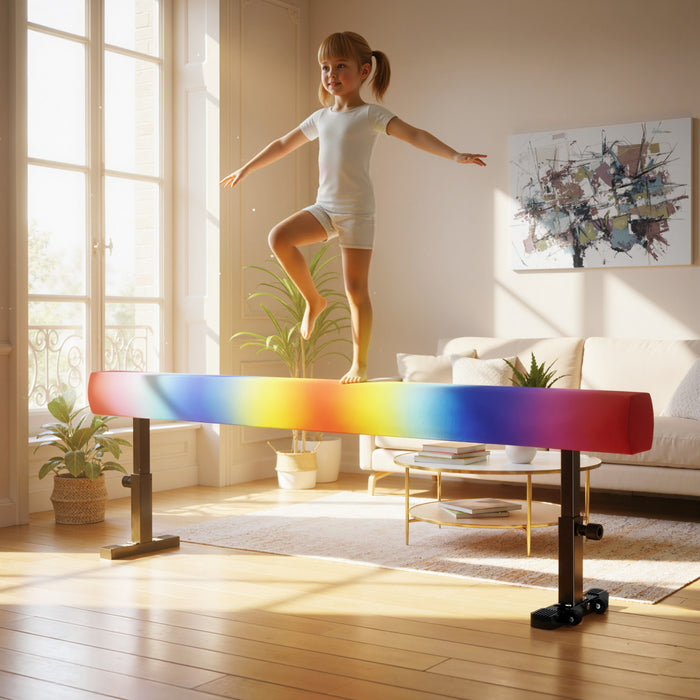 Soozier Adjustable Balance Beam Gymnastics Beam with Wheels for 6+ Years