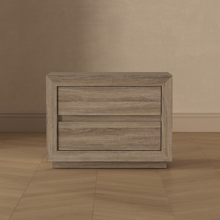 Soren Contemporary 32\" Nightstand in Natural Oak (2-Drawer)