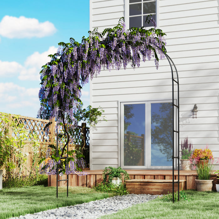Outsunny 8ft Metal Garden Arch Trellis, Garden Arbor For Climbing Plants
