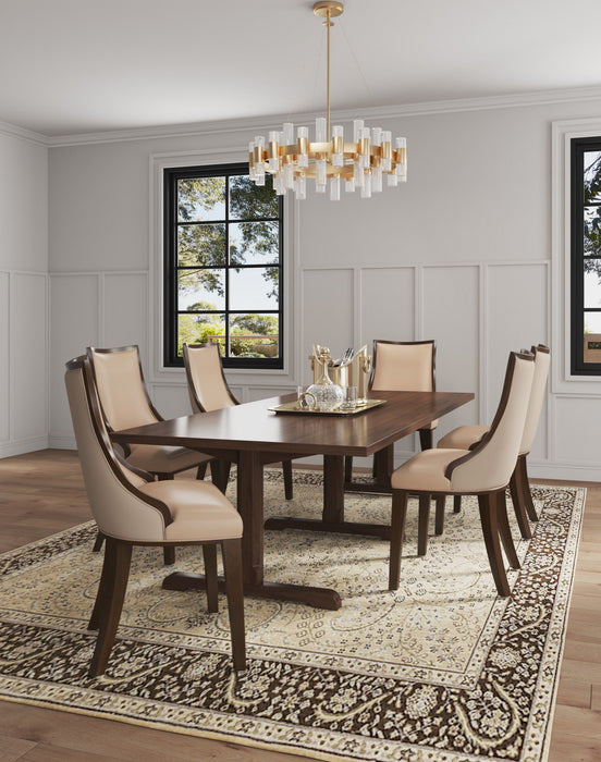 Grand Traditional Wood Upholstered Dining Chair in Tan - Set of 4