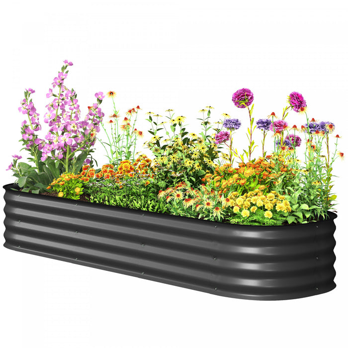 Outsunny Galvanized Raised Garden Bed Planter Box, 6.4 x 2 x 1ft, Dark Grey