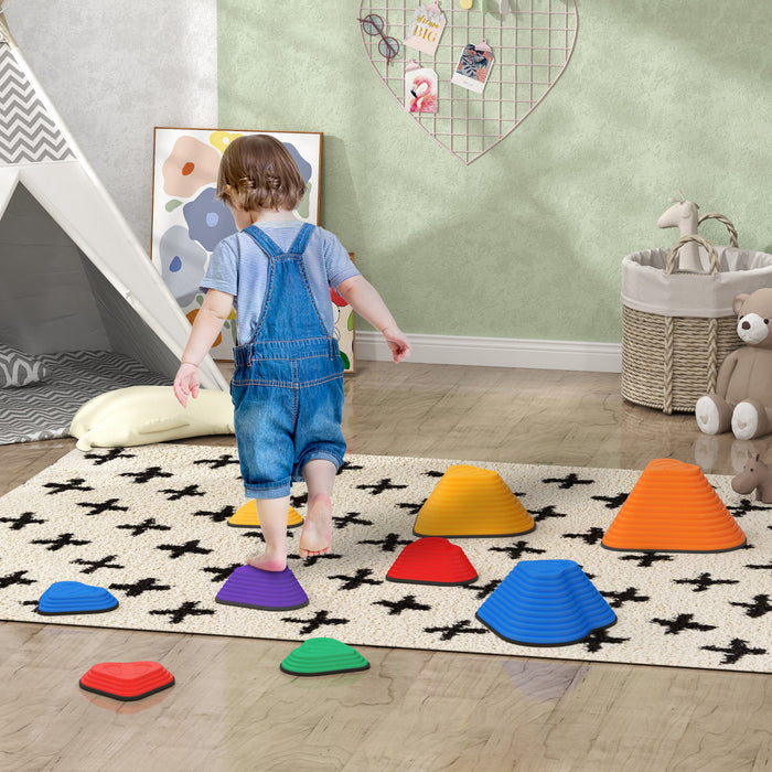 Qaba Stepping Stones Kids, 9pcs Obstacle Course For Kids, Non-slip Heart-shaped Balance Stepping Stones, Stackable Balance Blocks Sensory Toys Indoor Outdoor