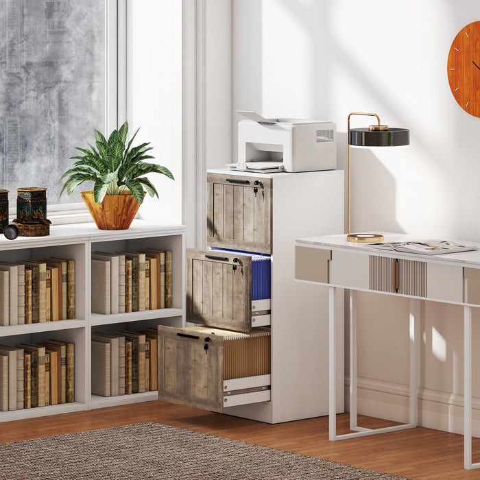 HOMCOM 3 Drawer File Cabinet with Lock Filing Cabinet for A4 Letter White