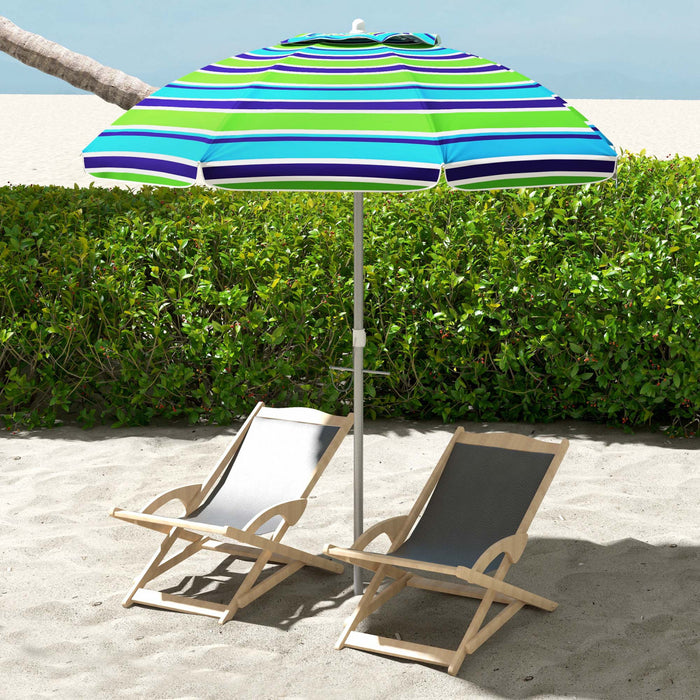 Outsunny 6' Portable Beach Umbrella With Sand Anchor Tilt Bag Multicolour