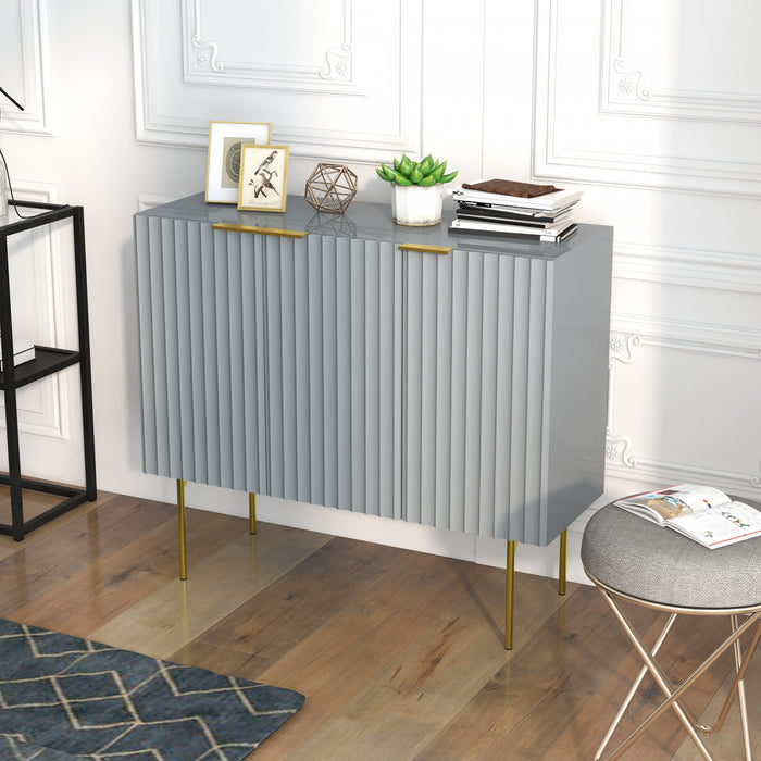 HOMCOM Accent Cabinet w/ Gold Leg for Living Room Dining Room Hallway Grey