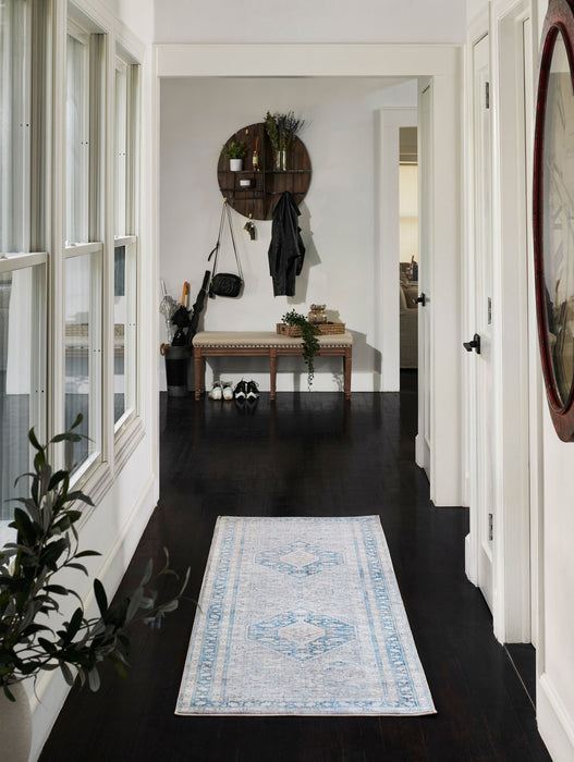 Lucia Traditional 2'6\" x 8'0\" Runner Rug in Blue Indoor Area Rug