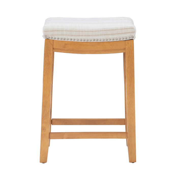 Claridge Linen-Look Fabric Backless Counter-Height Stool - Rustic Stripe