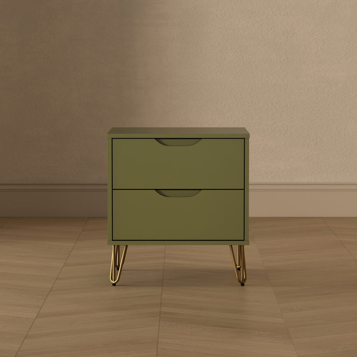 Rockefeller Mid-Century Modern 20\" Nightstand in Olive Green (2-Drawer)