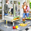 Outsunny Outdoor Pizza Oven, Portable Wood Pellet Pizza Oven with Pizza Stone and Peel, Foldable Legs, Chimney, 12 Inch Wood Fired Pizza Maker for Outdoor Cooking, Stainless Steel