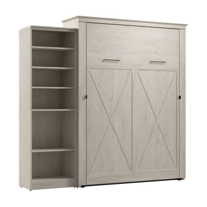 Bestar Key West Queen Murphy Bed with Closet Organizer (94 W) - Linen White Oak