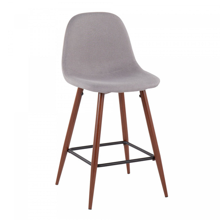 LumiSource Pebble Light Grey Fabric Mid-Century Modern Counter-Height Stool - Set of 2