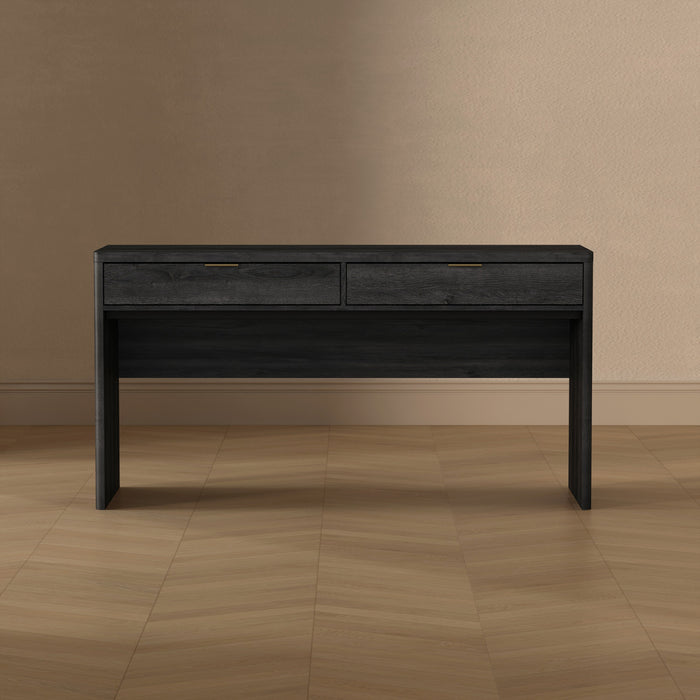 Evelyn Modern 60\" Writing Desk in Charcoal Gray (2-Drawer)