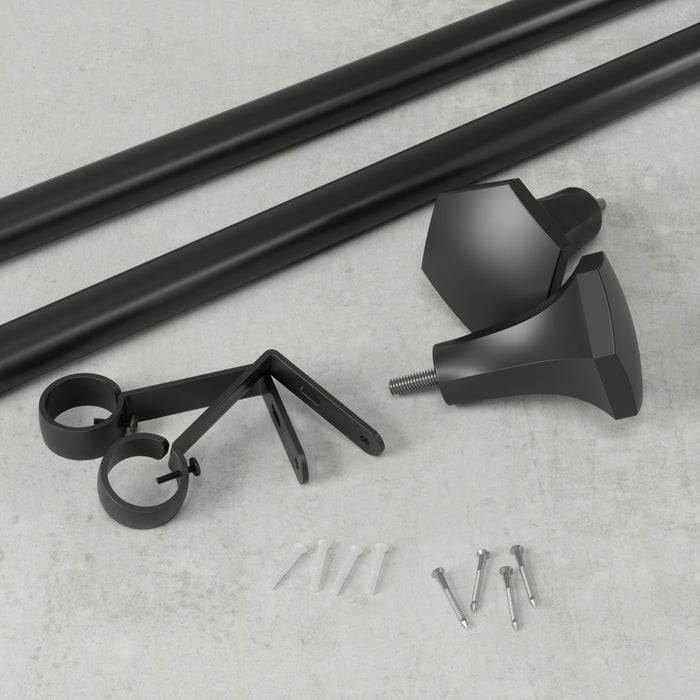 Umbra Sita Matte Black Expandable 1\" Curtain Rod - 36\"-72\" 